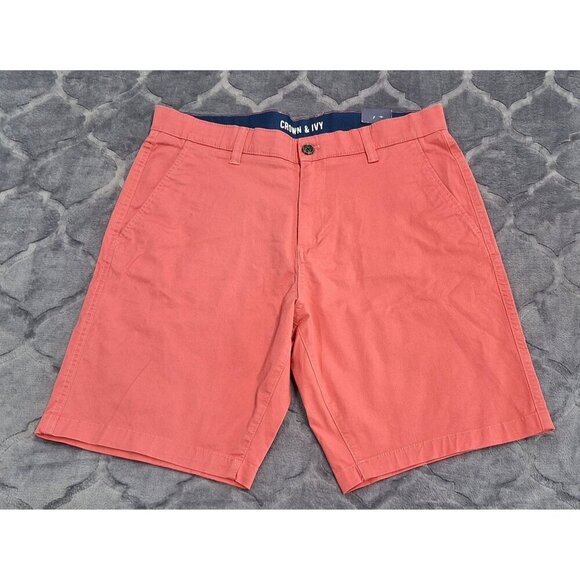 NWT Crown & Ivy Motion Flex Mens Vineyard Red Chino Shorts/ Sz. 34 - Picture 1 of 7